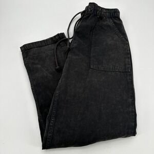 Aerie Women Black Acid Wash Distressed Ripped Knee Jogger Pants Small Grunge Y2K